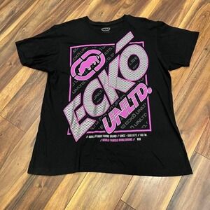 Ecko Unltd. black and pink streetwear t-shirt